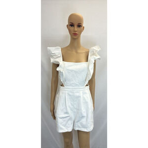 Flying Tomatoes White Denim Ruffle Cut Out Romper Size Medium FS Bnfts Charity